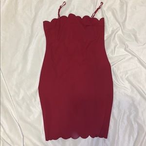 maroon scalloped dress